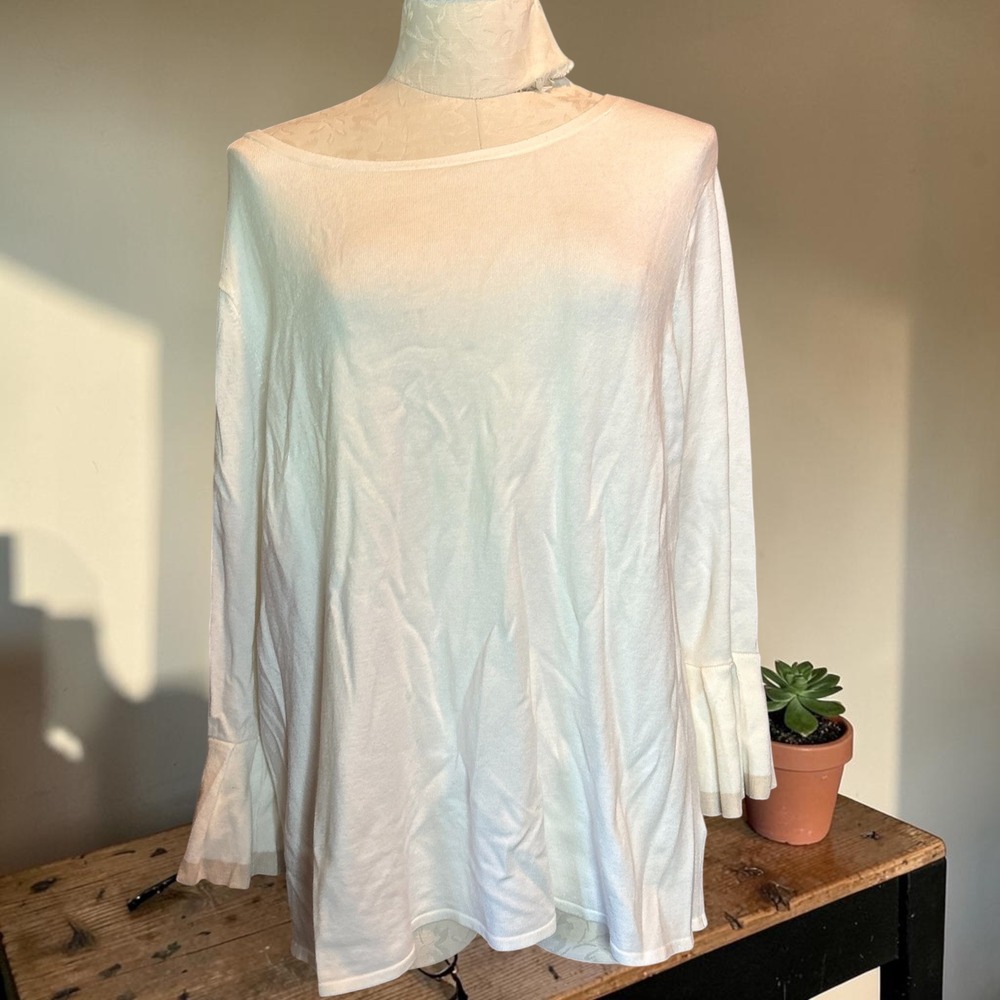 The Limited Marshmallow White Bell Sleeve Sweater Top XL Stretch NWT